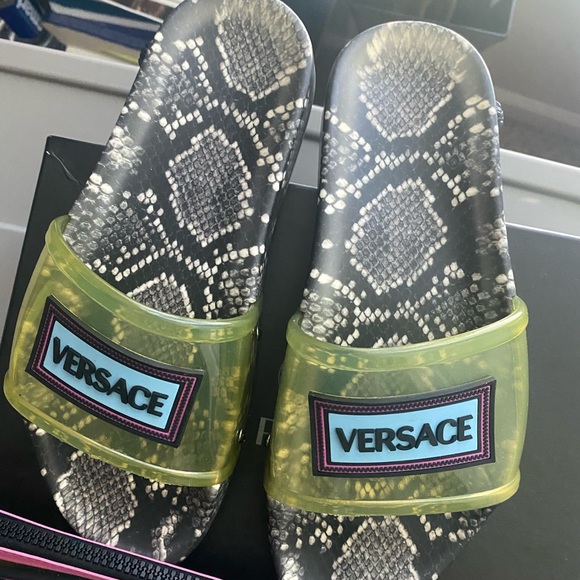 versace snake print slides